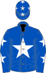 Royal blue, white star, royal blue sleeves, white stars and stars on cap