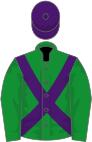 Green, purple cross belts and cap