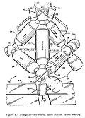 A hand-drawn sketch of a candidate arrangement for pressurized modules of a space station, submitted for a patent application.