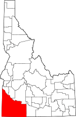 Map of Idaho highlighting Owyhee County
