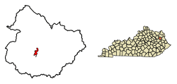 Location of Sandy Hook in Elliott County, Kentucky.