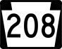 Pennsylvania Route 208 marker