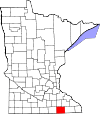 State map highlighting Mower County