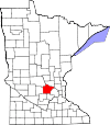 State map highlighting Wright County