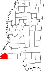 Map of Mississippi highlighting Wilkinson County