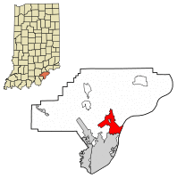 Location of Charlestown in Clark County, Indiana.