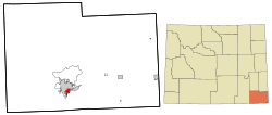 Location in Laramie County and the state of Wyoming.