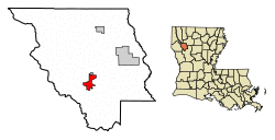 Location of Coushatta in Red River Parish, Louisiana.