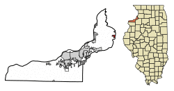 Location of Hillsdale in Rock Island County, Illinois.