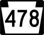 Pennsylvania Route 478 marker
