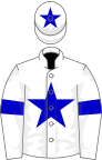 White, blue start, armlets and star on cap