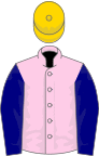 Rose pink, navy blue sleeves, gold cap