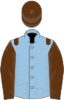 Light blue, brown epaulets, sleeves and cap