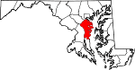 State map highlighting Anne Arundel County
