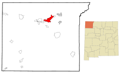 Location of Farmington in New Mexico