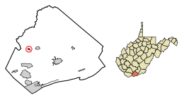 Location of Matoaka in Mercer County, West Virginia.
