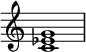  { \override Score.TimeSignature #'stencil = ##f \relative c' { \clef treble \time 4/4 \key c \major <c es g>1 } } 