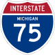 I-75 marker with Michigan above the number