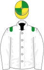 White, green epaulets, yellow and green quartered cap