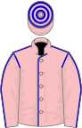 Pink, blue seams, hooped cap