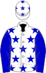 White, blue stars and sleeves, stars on cap