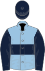 Light blue, dark blue hoop, sleeves and cap