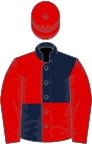 Dark blue and red (quartered), red sleeves and cap