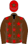 Brown, red stars, brown sleeves, red cap, brown star