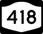 New York State Route 418 marker