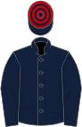 Dark blue, red hooped cap