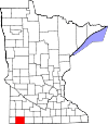 State map highlighting Nobles County