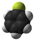 Space-filling model of fluorobenzene