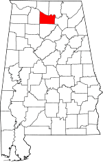 Map of Alabama highlighting Morgan County