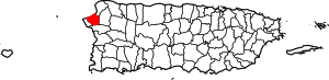 Map of Puerto Rico highlighting Aguada Municipality