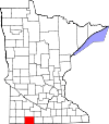 State map highlighting Jackson County