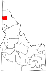 Map of Idaho highlighting Benewah County