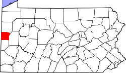 Location of Lawrence County in Pennsylvania