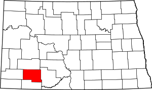 Map of North Dakota highlighting Hettinger County