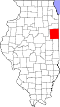 State map highlighting Iroquois County