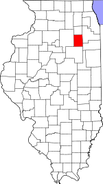 Map of Illinois highlighting Grundy County