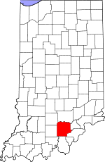 Washington County's location in Indiana