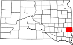 State map highlighting Minnehaha County