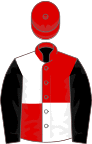 Red and White (quartered), Black sleeves, Red cap