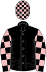 Black, black and pink check sleeves and cap