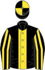 Black, Yellow stripe, striped sleeves, quartered cap