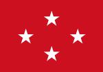 Red flag with four white five-point stars in a centered diamond arrangement
