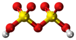 Ball and stick model of the disulfuric acid molecule