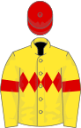 Yellow, red triple diamond, armlets and cap