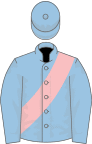 Light blue, pink sash