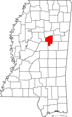 Map of Mississippi highlighting Choctaw County
